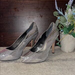 White House Black Market Silver Intricate Stiletto Heels